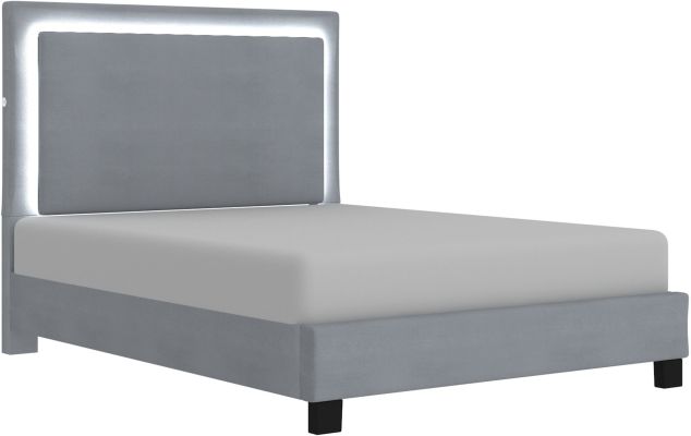 Lumina Platform Bed with Light (Queen - Grey)