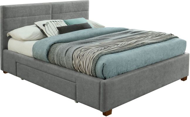 Emilio Platform Bed with Drawers (Queen - Light Grey)
