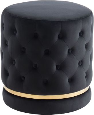 Delilah Round Swivel Ottoman (Black and Gold)