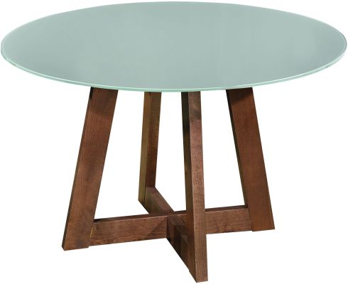 Sonos Round Glass-Top Dining Table (Walnut and Glass Top)