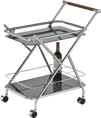 Turner 2-Tier Bar Cart (Chrome and Black)