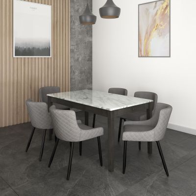 Pascal & Bianca 7 Piece Dining Set (Grey Table with Black & Grey Chair)