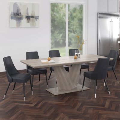 Eclipse & Silvano 7 Piece Dining Set (Oak Table & Grey Chair)