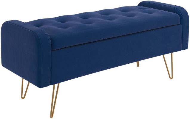 Sabel Storage Ottoman & Bench (Blue & Gold Leg)