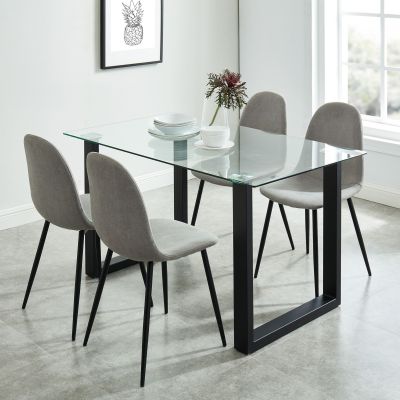 Franco & Olly 5 Piece Dining Set (Black Table & Grey Chair)
