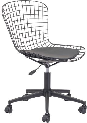 Wire Chaise de Bureau (Noir avec Coussin Noir)
