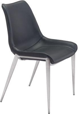 Magnus Dining Chair (Set of 2 - Black & Brushed Stainless Steel)