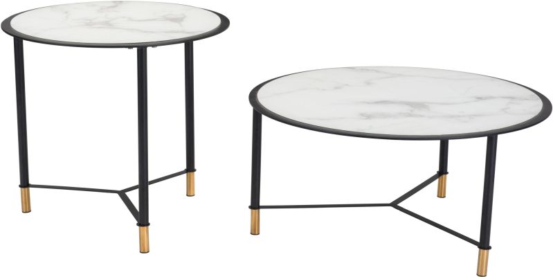Set of 2 Davis Coffee Tables White & Black)