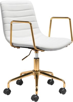 Eric Office Chair (White & Gold)