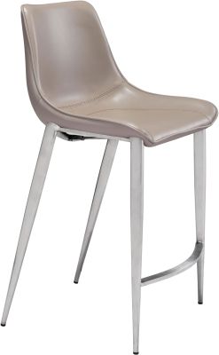 Magnus Counter Chair (Set of 2 - Gray & Silver)