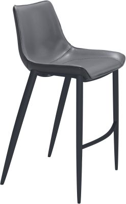 Magnus Bar Chair (Set of 2 - Dark Gray & Black)