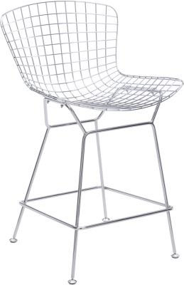 Wire 23.6 In Counter Chair (Set of 2 - Chrome)
