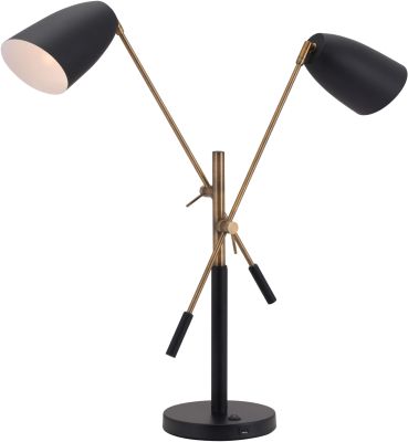 Tanner Table Lamp (Matte Black & Brass)