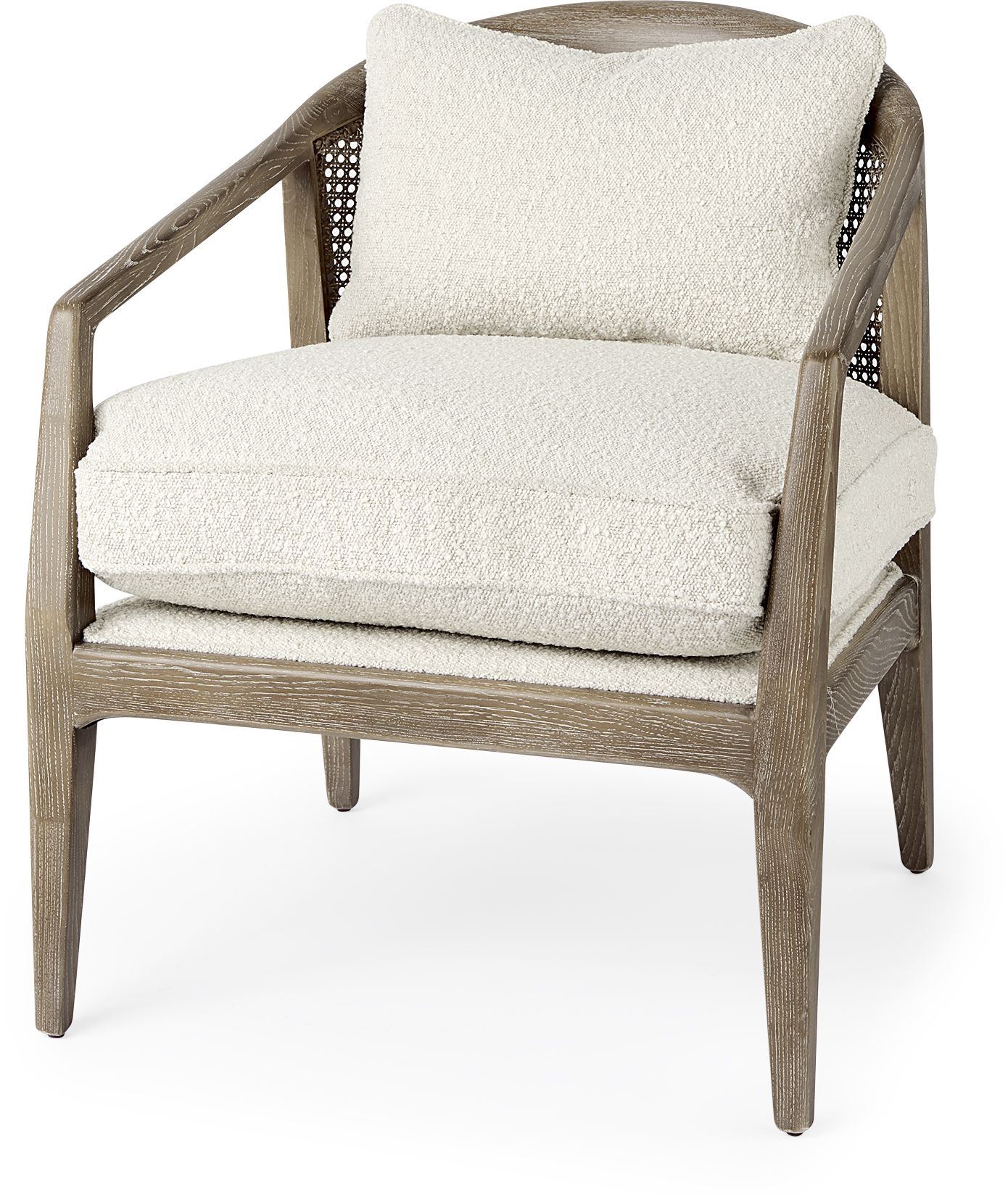 Mercana Landon Accent Chair Light Brown Wood with Cream Fabric